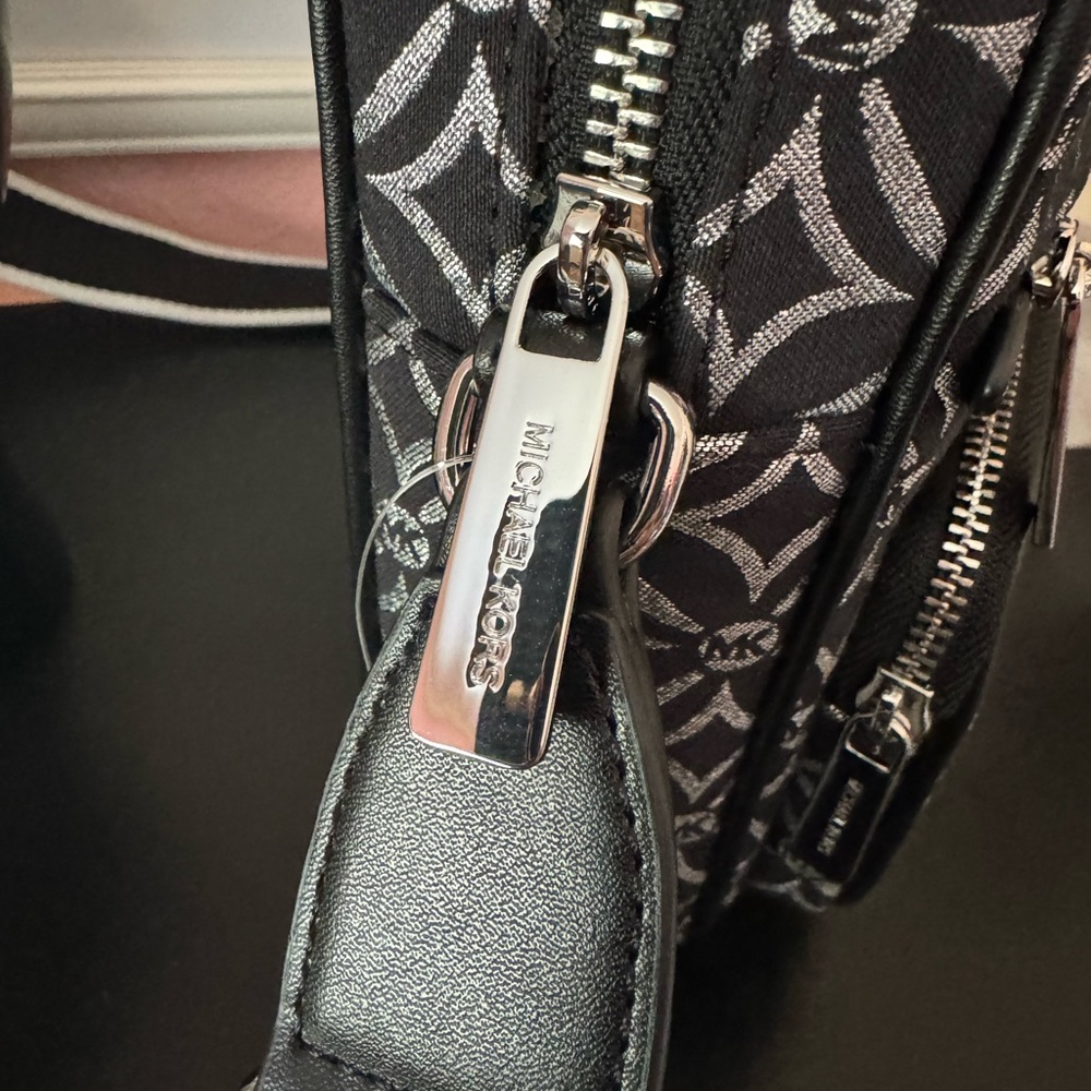 NWT. Michael Kors Black and Metallic Silver Bag - Picture 3 of 5